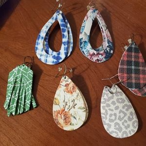 6 pairs of Eleven10 leather earrings